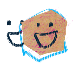 Illustrated happy face in shape